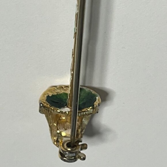 VTG Hand Painted Daisy Flower in Pot Brooch Metal Enamel Pin 1.5"x3.25" - Picture 8 of 14